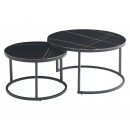 Комплект SIGNAL FERRANTE D (2 стола журнальных) черный мрамор/черный мат